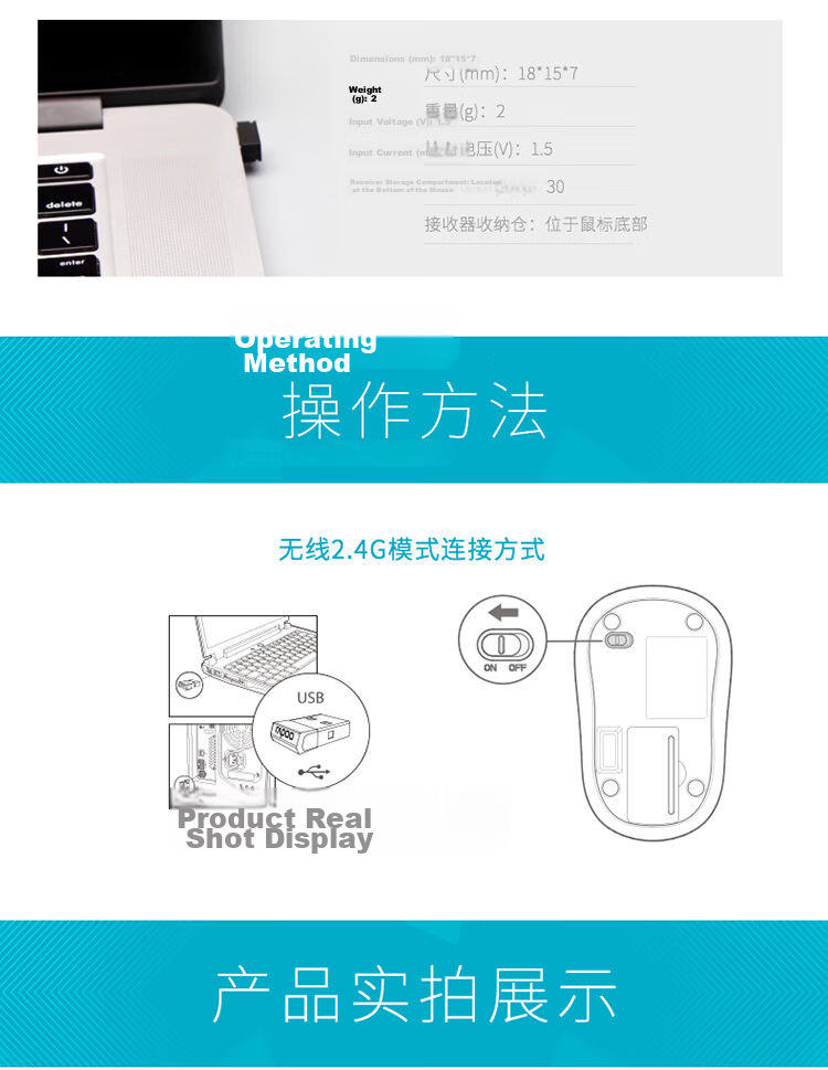 Rapoo 1680 Wireless Mouse, Office Mouse, Quiet Mouse, Portable Mouse, Symmetrical Mouse, Laptop Mouse, Computer Mouse, White 8