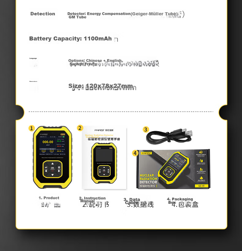 FNIRSI Personal Electromagnetic and Nuclear Radiation Detector Dosimeter Alarm Geiger Counter GC-03 White 9