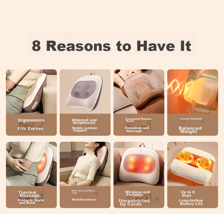 JD Jingzao Back Pro Waist Massager Cushion Shoulder Neck Lumbar Back Massager Portable Kneading Waist Support Pad Birthday Gift for Men and Women 3