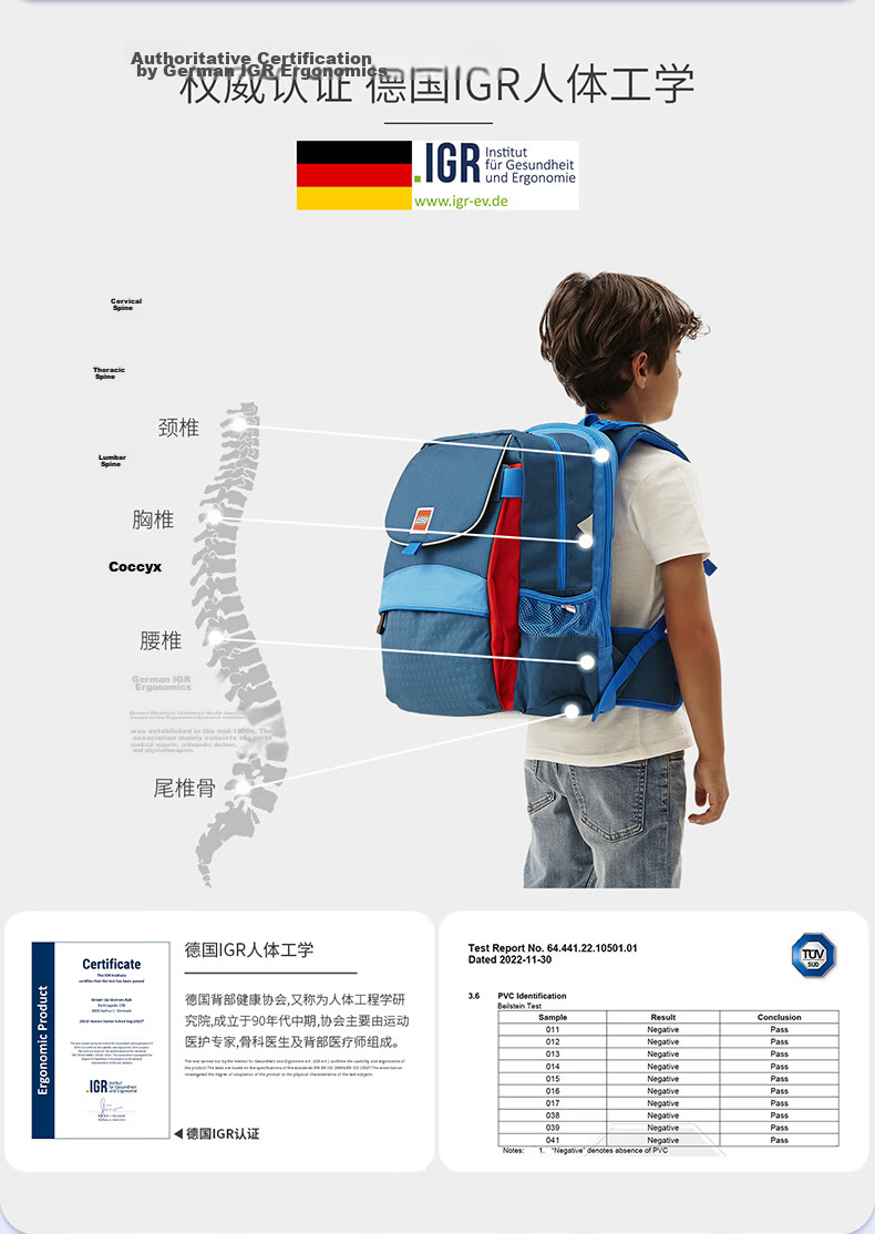 LEGO Backpack for Elementary School Students Grades 1-3 Children's Double Shoulder Bag, Lightning Ninja Large Capacity Lightweight Gift Blue 20169 1