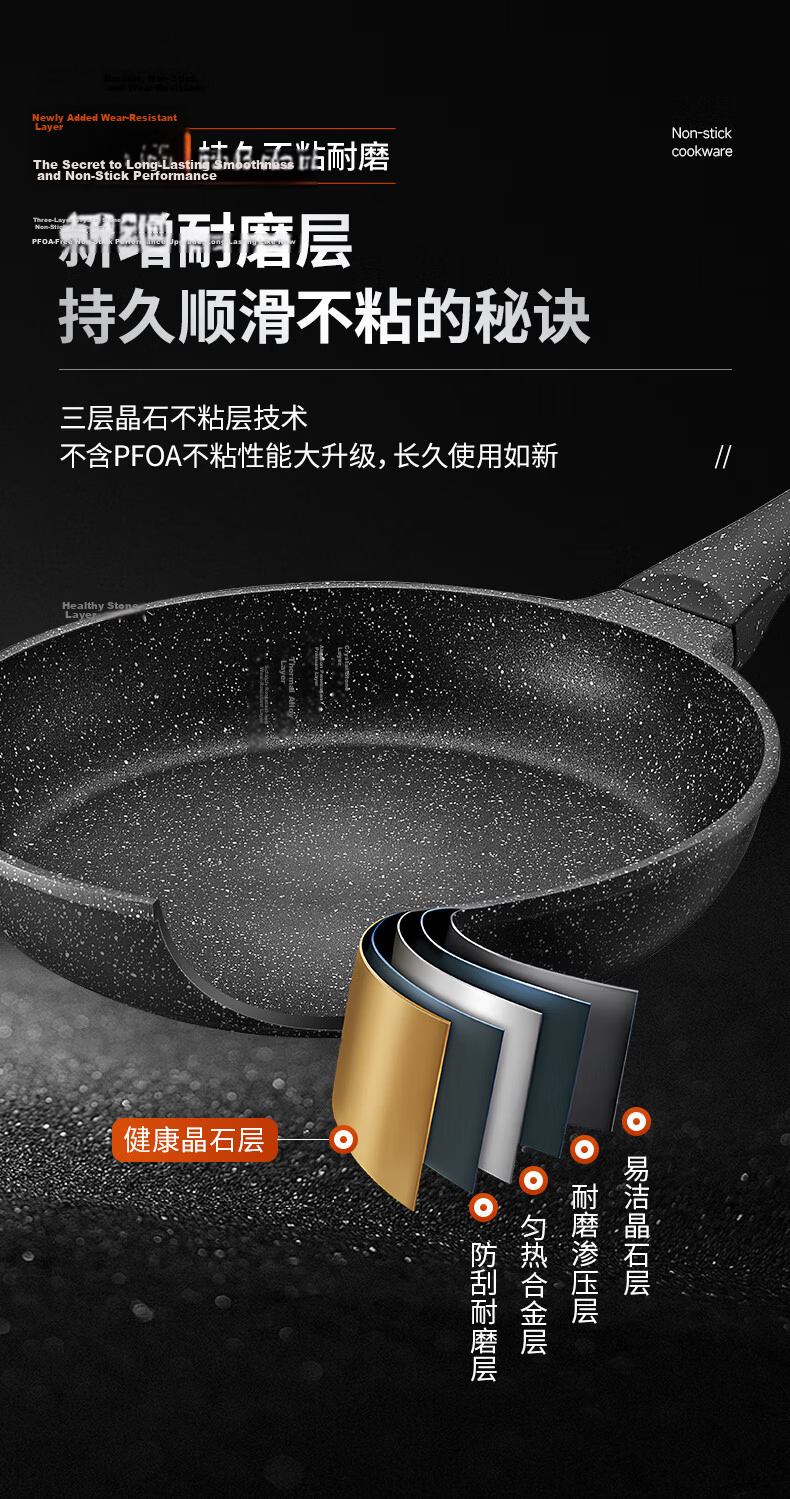 ASD Non-Stick Flat Frying Pan Maifan Stone Coating Multi-Functional Steak and Stir-Fry Pan 28cm Induction Cooker Compatible S11 10