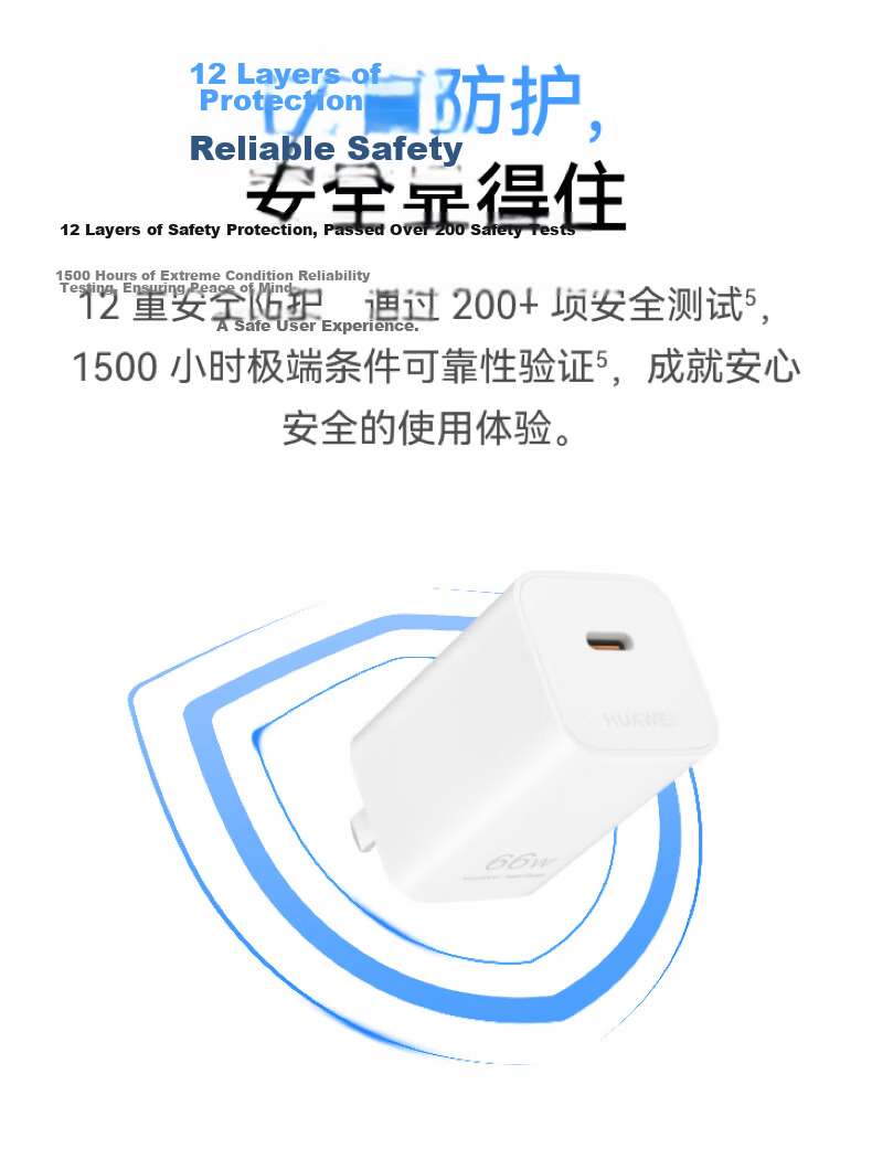 HUAWEI Original Ice Sugar All-In Charger (Max 66W), Gallium Nitride Technology, 3C Certified, 66W Super Fast Charging Original Charger Suitable for Mate80 Series 6
