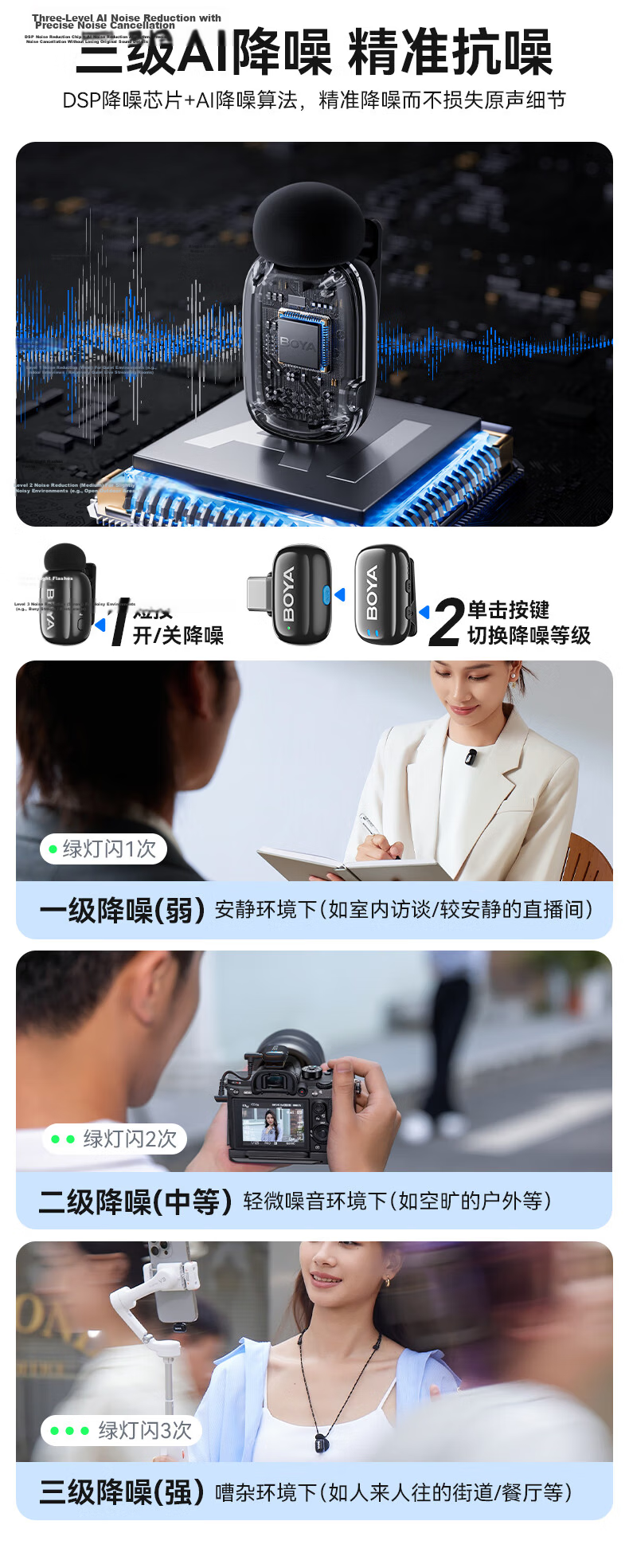 BOYA Mini Wireless Lavalier Microphone for Mobile Live Streaming, Outdoor Short Video Audio Recorder, AI Noise Reduction, One-To Mini Microphone, Lightning Versio 7