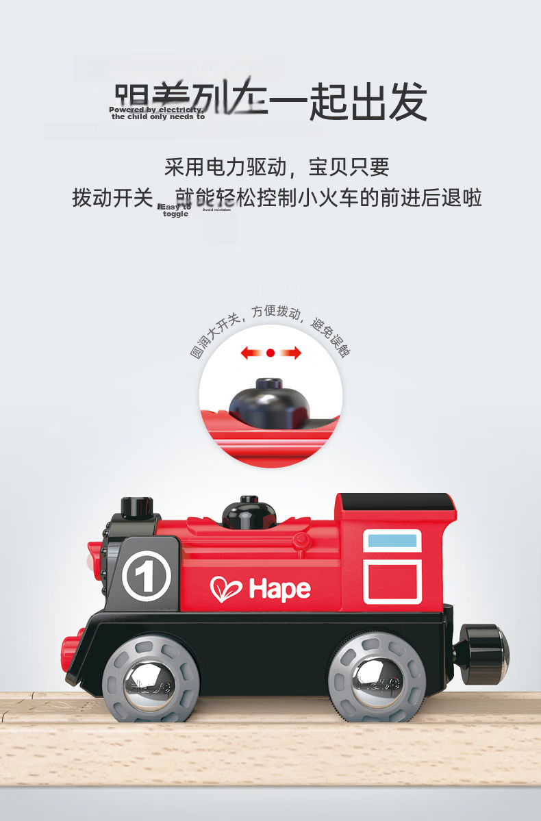 Hape Steam Engine with Lever Drive, Wooden Children's Train Toy, Gift for Boys And Girls E7546 2