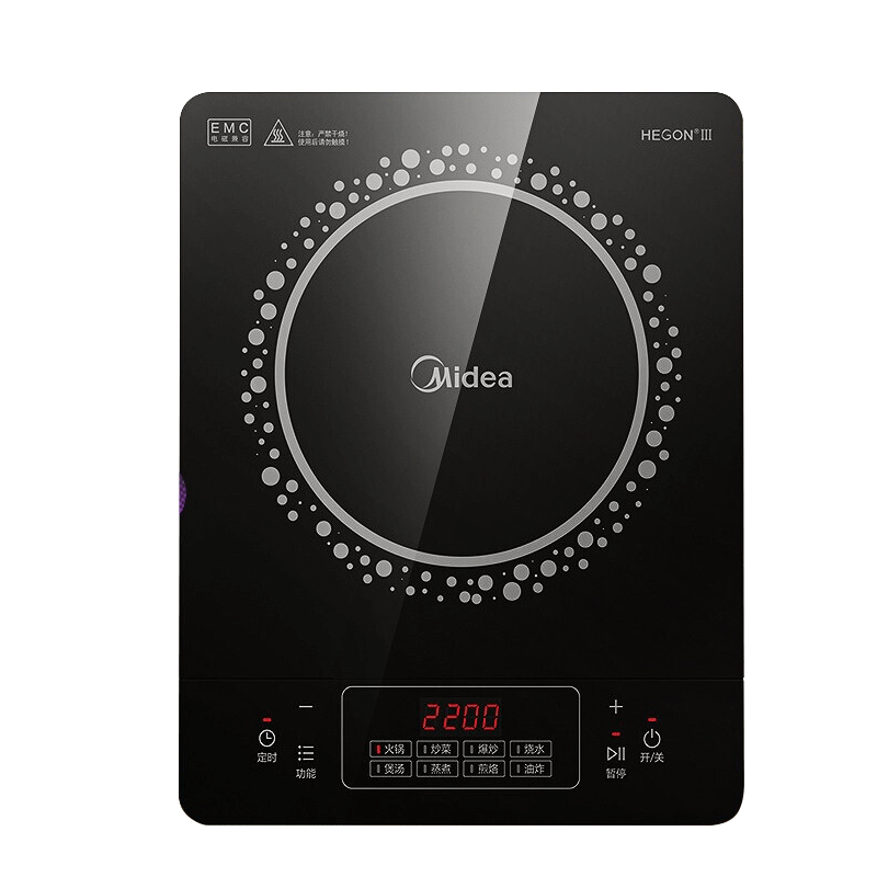 Midea Induction Cooker 2200W High Power Household Stove Durable Panel Eight-Level Firepower Slim Electric Cooktop Hot Pot C22-RT22E01