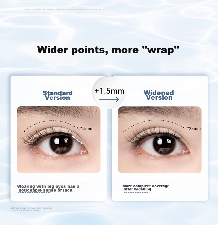 WOSADO Yuetong Wide Magnetic False Eyelashes Pear Flower Black Wide Korean Natural Style 1