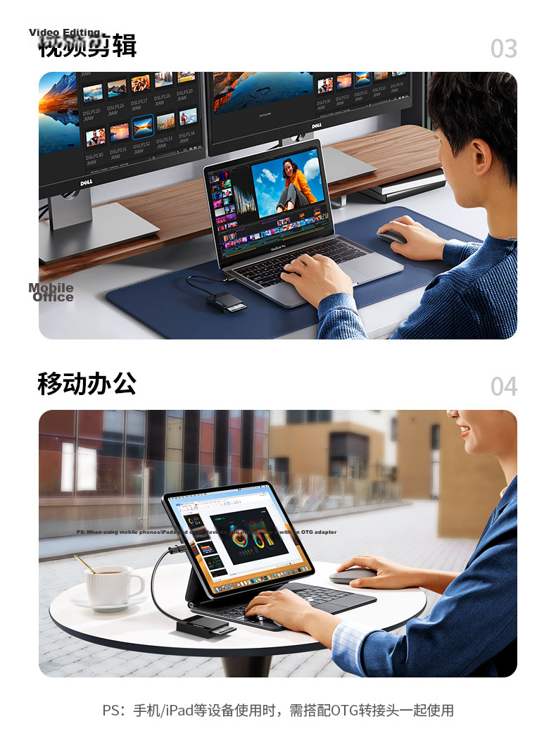 UGREEN USB/Type-C Multifunctional CF Card Reader 3.0 High-Speed Supports CF/MS/SD/TF Camera Surveillance Memory Cards Compatible with Computers/Smartphones/Apple 17/16/iPad 12