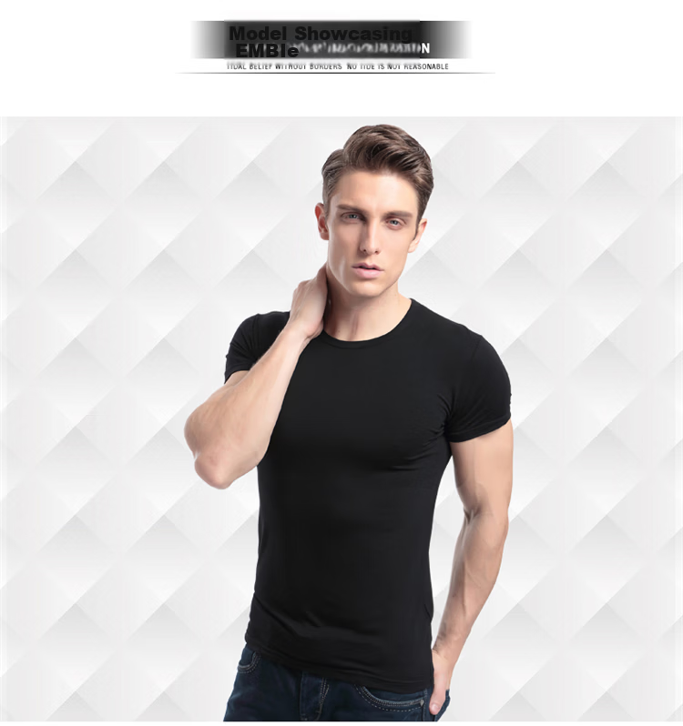 LangSha Short-Sleeve Tank Top for Men, Lightweight Solid Color Athletic Elastic Slim Fit Undershirt for Me 7