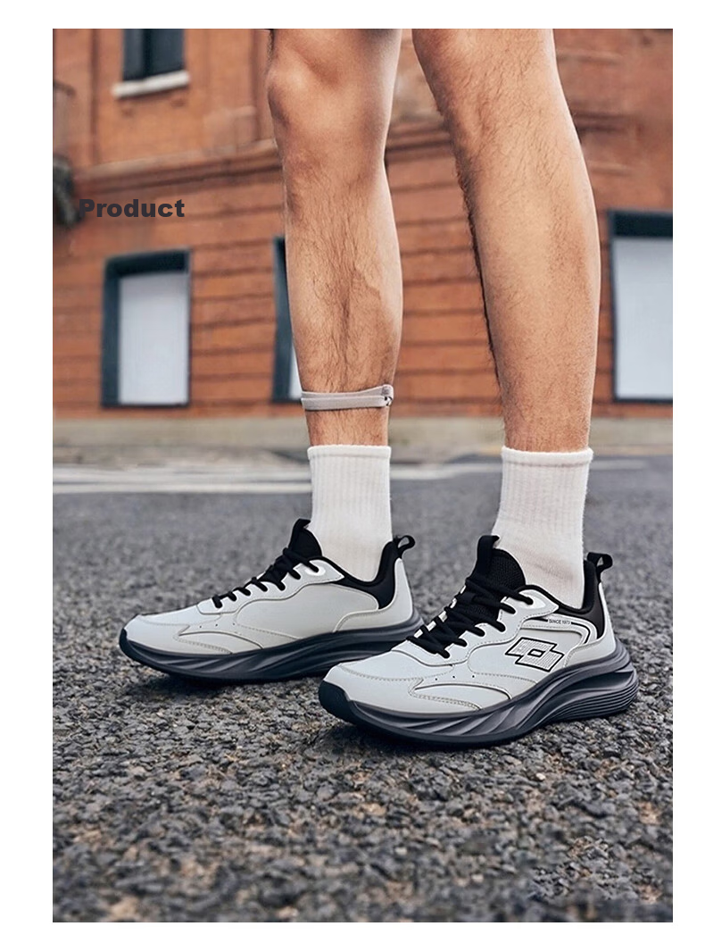 LOTTO Men's Running Shoes Autumn Leather Water-Repellent Casual Jogging Sports Shoes Float Rock Gray Size 41 34
