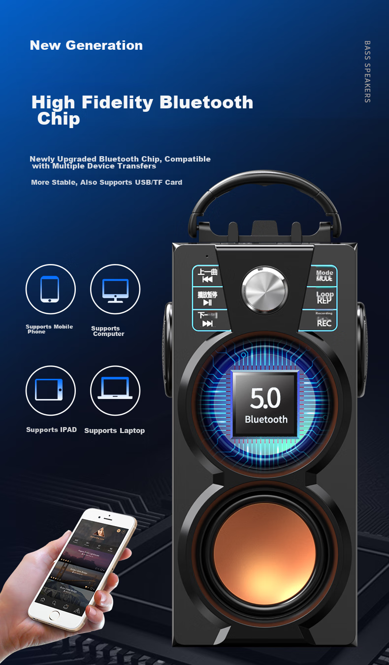 Saida SADA Wireless Bluetooth Speaker, Outdoor High-Volume Square Dance PS5 Gaming Speaker, Small Portable Home Handheld Street Vending Loudspeaker with Payment Code Voice Announcer A2 5