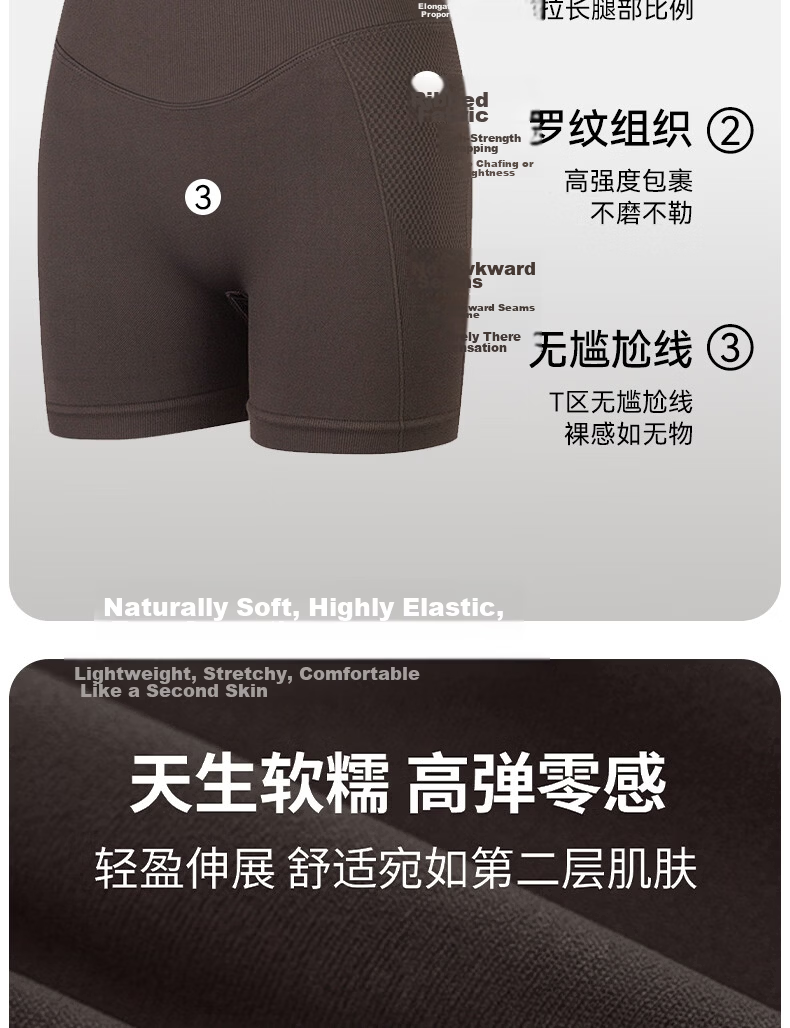 Xueqiman Seamless Bare-Sense High-Elasticity Yoga Shorts for Women, Tummy Control and Hip Lifting, Pilates Summer Outdoor Running Sports Bermuda Shorts 3