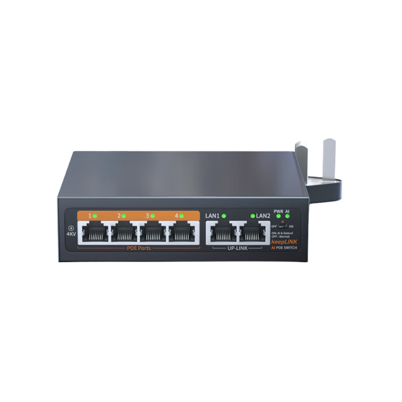 KeepLINK KP-9000-204PZ 100Mbps 6-Port Standard POE Switch 52W Surveillance Camera Network Cable Splitter Distributor