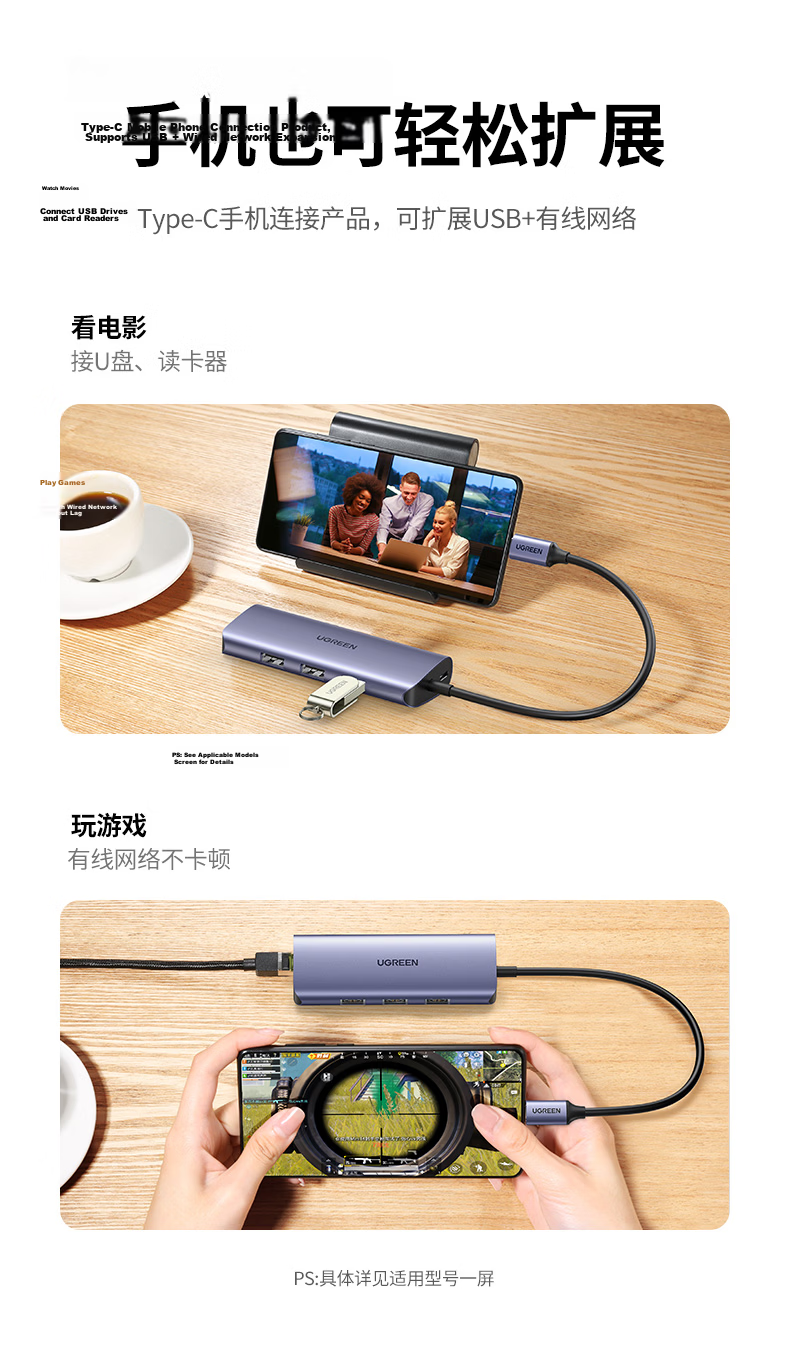 UGREEN Type-C to 2.5G Network Card Expansion Dock with Ethernet Port, USB3.2 Expansion Dock, RJ45 Network Cable Adapter, Compatible with MacBook And Apple Computers, Interface Converter for Laptops 8