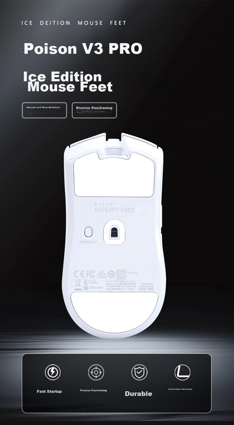 Huoxi Viper V3Pro Mouse Anti-Slip Sticker, Viper V3Pro Sticker Sweat-Absorbing Anti-Slip Anti-Scratch Gaming Mouse Pad, Viper V3Pro Full Coverage Anti-Slip Sticker 2