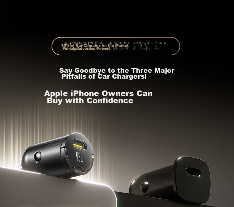 BASEUS 45W Car Charger Super Fast Charging Car Cigarette Lighter Set UFCS Universal Fusion Fast Charge Compatible with Apple 8-17 Series + Huawei Android 1