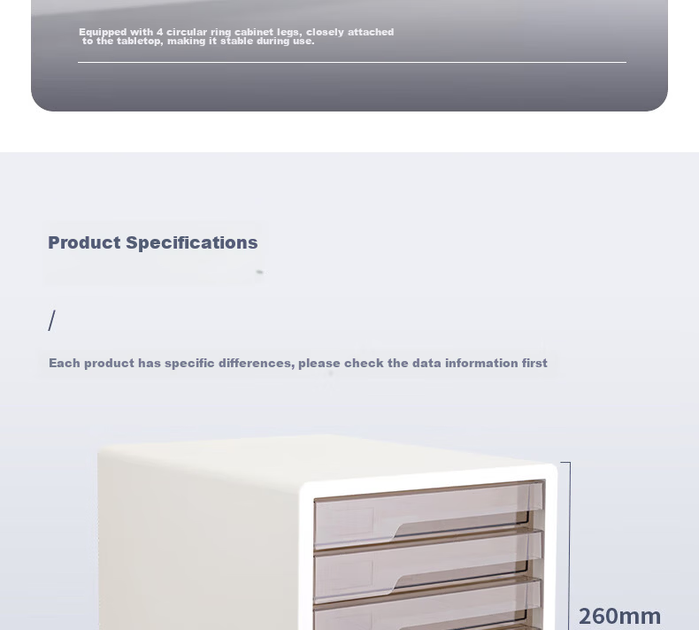 Deli 5-Tier Office Desk Organizer File Cabinet Storage Drawer A4 Pull Handle Document Holder with Index Labels for Subject Test Paper Classification Storage Gray 9773 14
