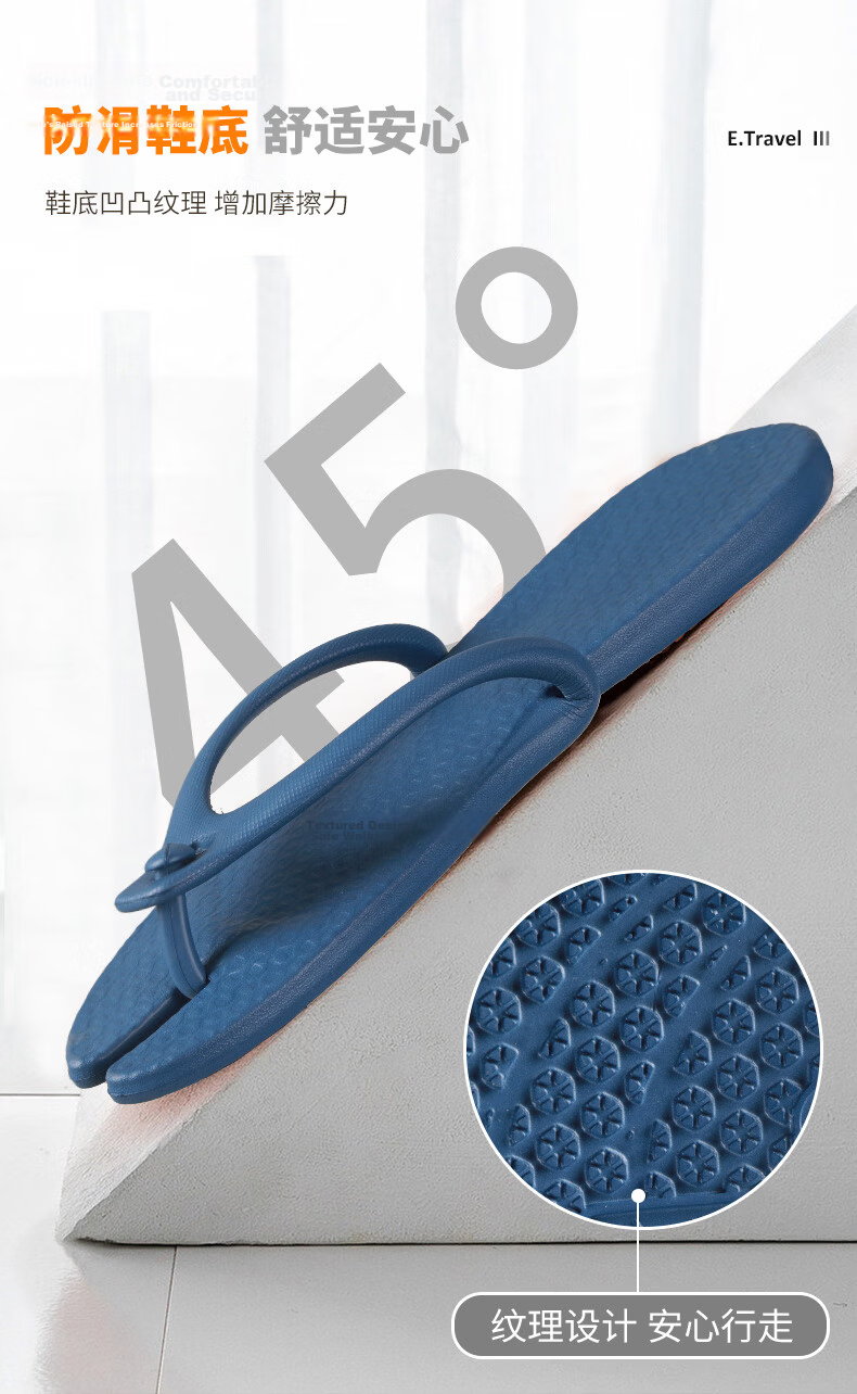 Etravel Foldable Travel Slippers Lightweight Non-Slip Portable Flip Flops Beach Bathroom Sandals for Men and Women Navy XL 7