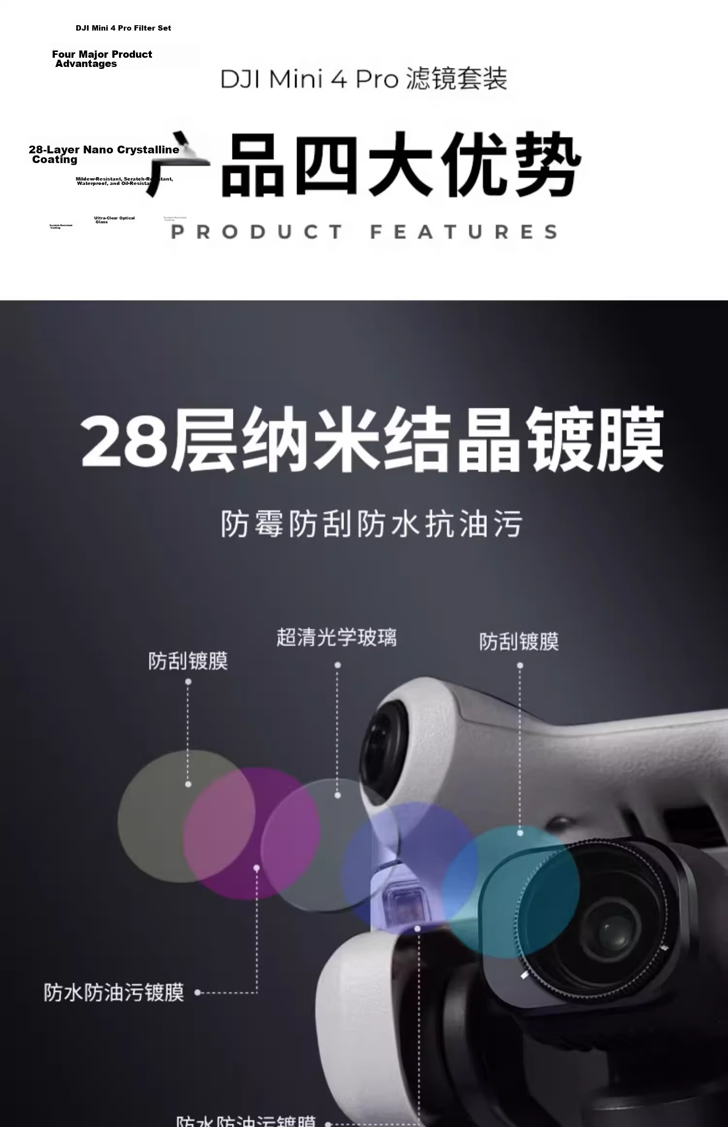 K&F CONCEPT DJI Mini 4 Pro Filter Set ND3 Pack ND16+ND64+ND256 CPL UV Lens Filters 11
