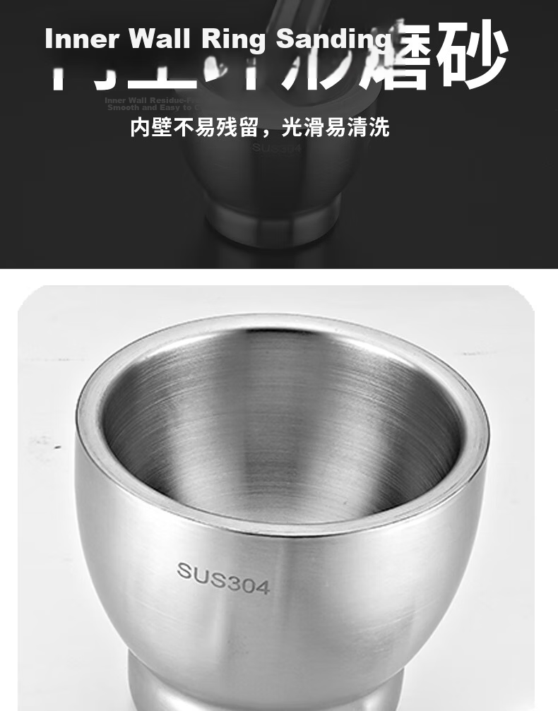 YUTAI 304 Stainless Steel Garlic Masher, Herb Grinder, Garlic Press, Household Grinder, Baby Food Crusher GX13 6