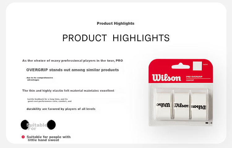 Wilson Tennis Racket Sweat-Absorbing Grip Tape, PRO SOFT OVERGRIP WRZ4040BK 3