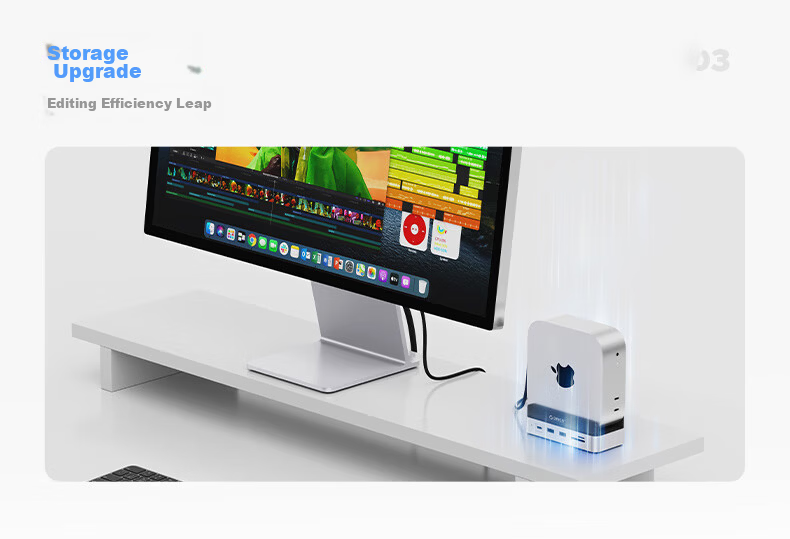 ORICO Macmini M4 Expansion Dock Hard Drive Enclosure Converter M.2 Desktop Storage Vertical Stand Dock Base Accessory MiniDock (HDD Not Included) 16