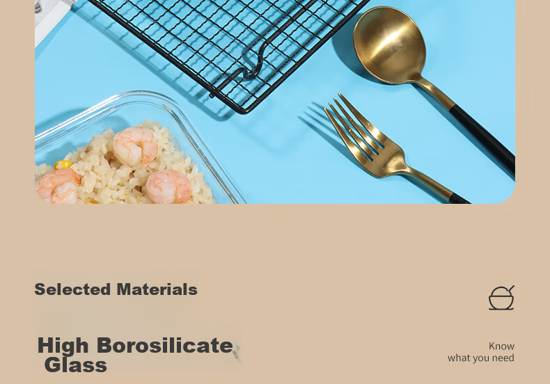 BJ High Borosilicate Glass Lunch Box for Office Workers, Microwave-Safe And Refrigerator-Ready Food Storage Container, Round 650ml 7