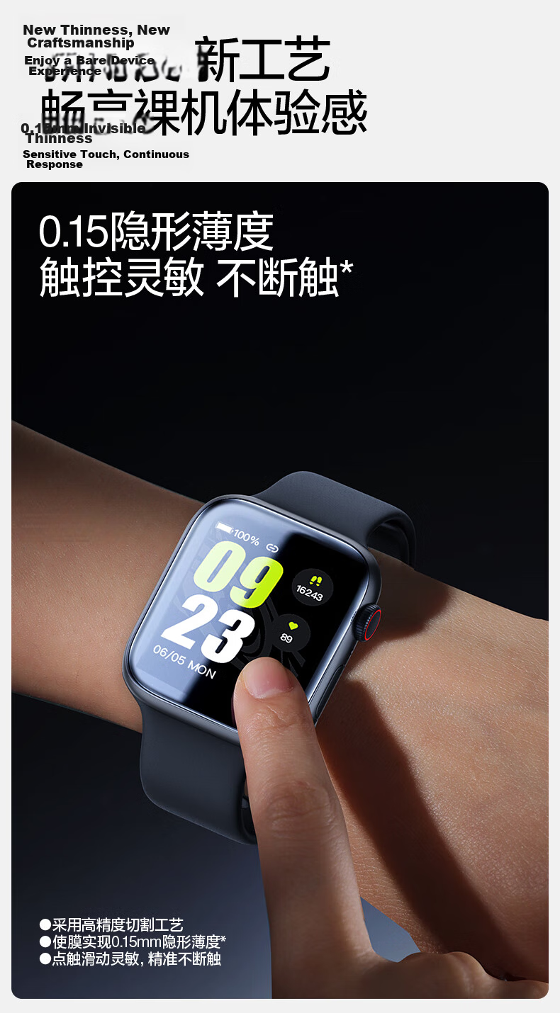 Shanmo [Edge Compensation] Full Coverage Scratch-Resistant Self-Aligning Invisible Screen Protector for Apple Watch iWatch S9/8/7 45mm 10