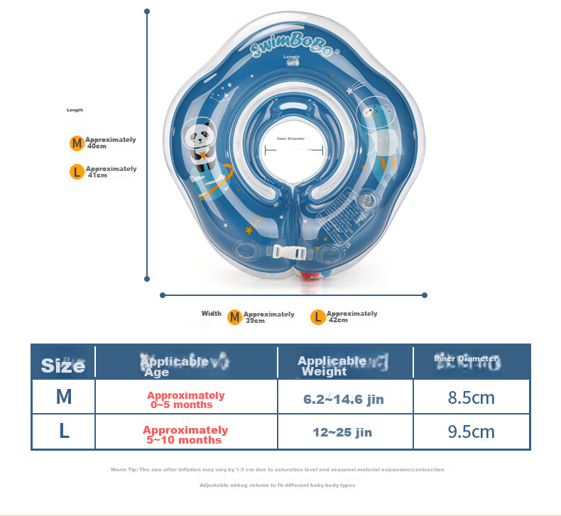 Swimbobo Baby Swimming Neck Ring 0-5 Months Newborn Swim Neck Float Baby Bath Neck Ring Blue BO1002M 4