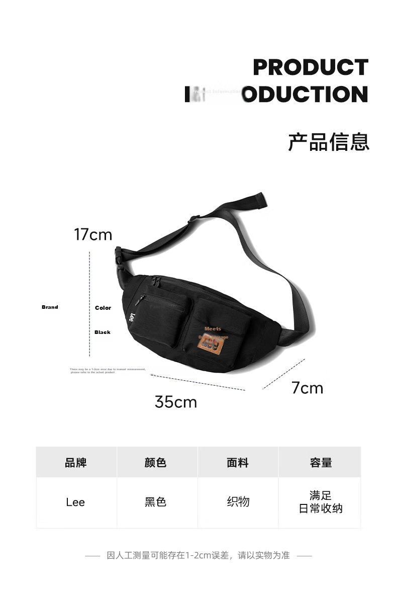 Lee Men's Large Capacity Crossbody Bag Outdoor Sports Chest Bag Daily Commuter Small Waist Bag Casual Lightweight Shoulder Bag for Women 2