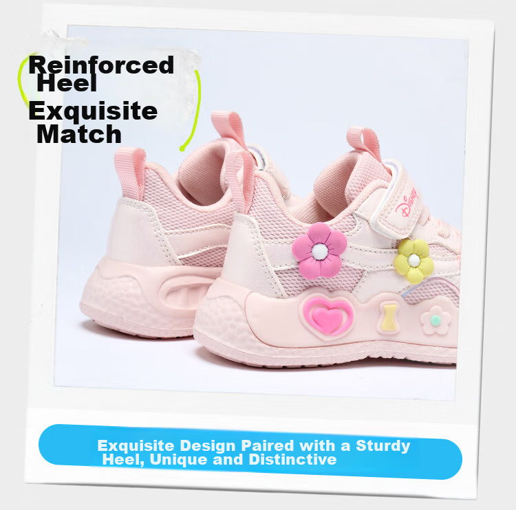 Disney Girls' Sports Shoes Children's Outdoor Comfortable Running Shoes Trendy Casual Sneakers Light Pink Size 27 9