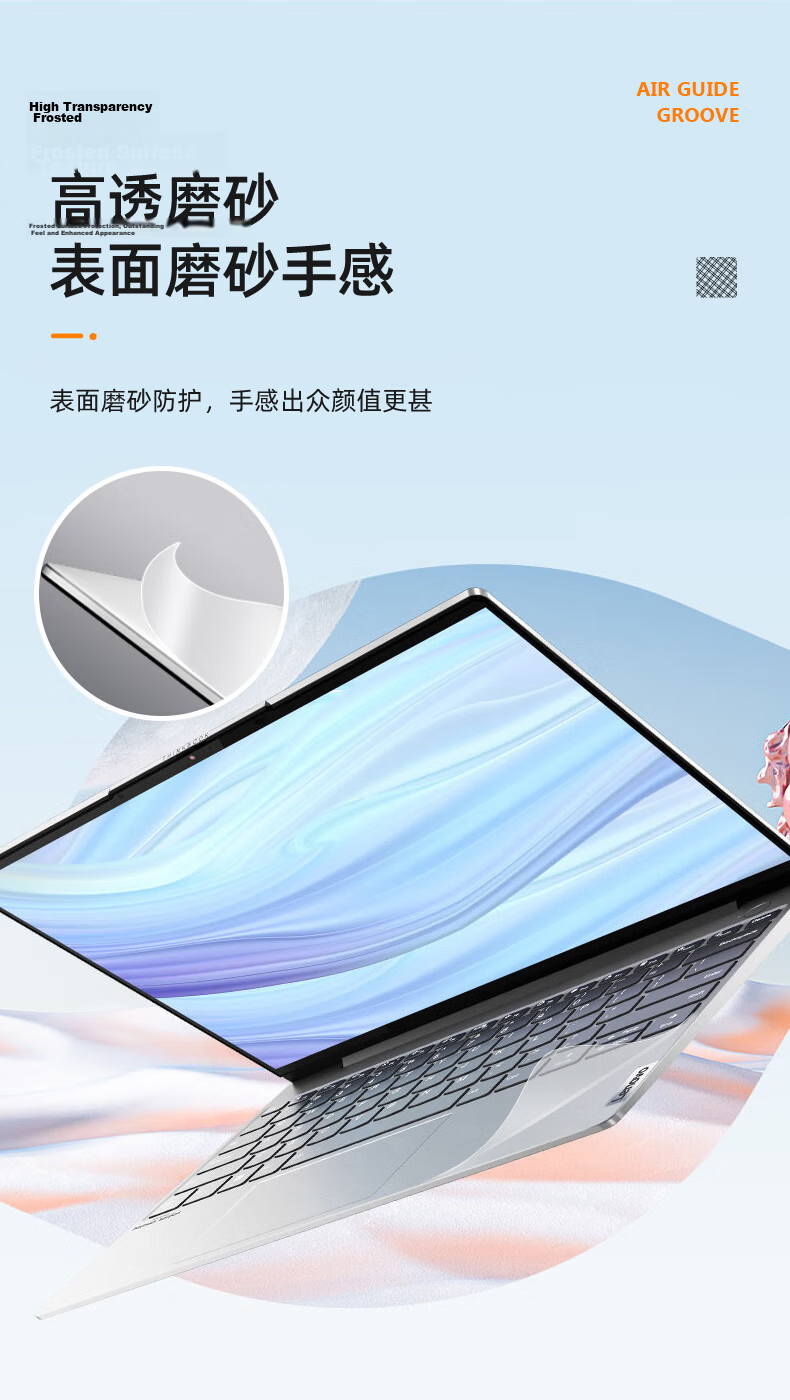 Jiasu Lenovo ThinkBook14+ 2025 Case Film (G7+AHP/AKP), 14-Inch Laptop Full Set Body Stickers, Frosted Transparent Outer Shell Protective Film 4