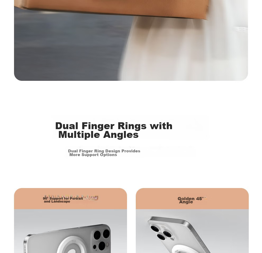 Jingxuan JD Self-Owned Brand Double Ring Magnetic Phone Holder White Double-Sided Ring Buckle MagSafe Back Sticker New Apple 16/17 Tablet Car Desktop Portable Shooting 9