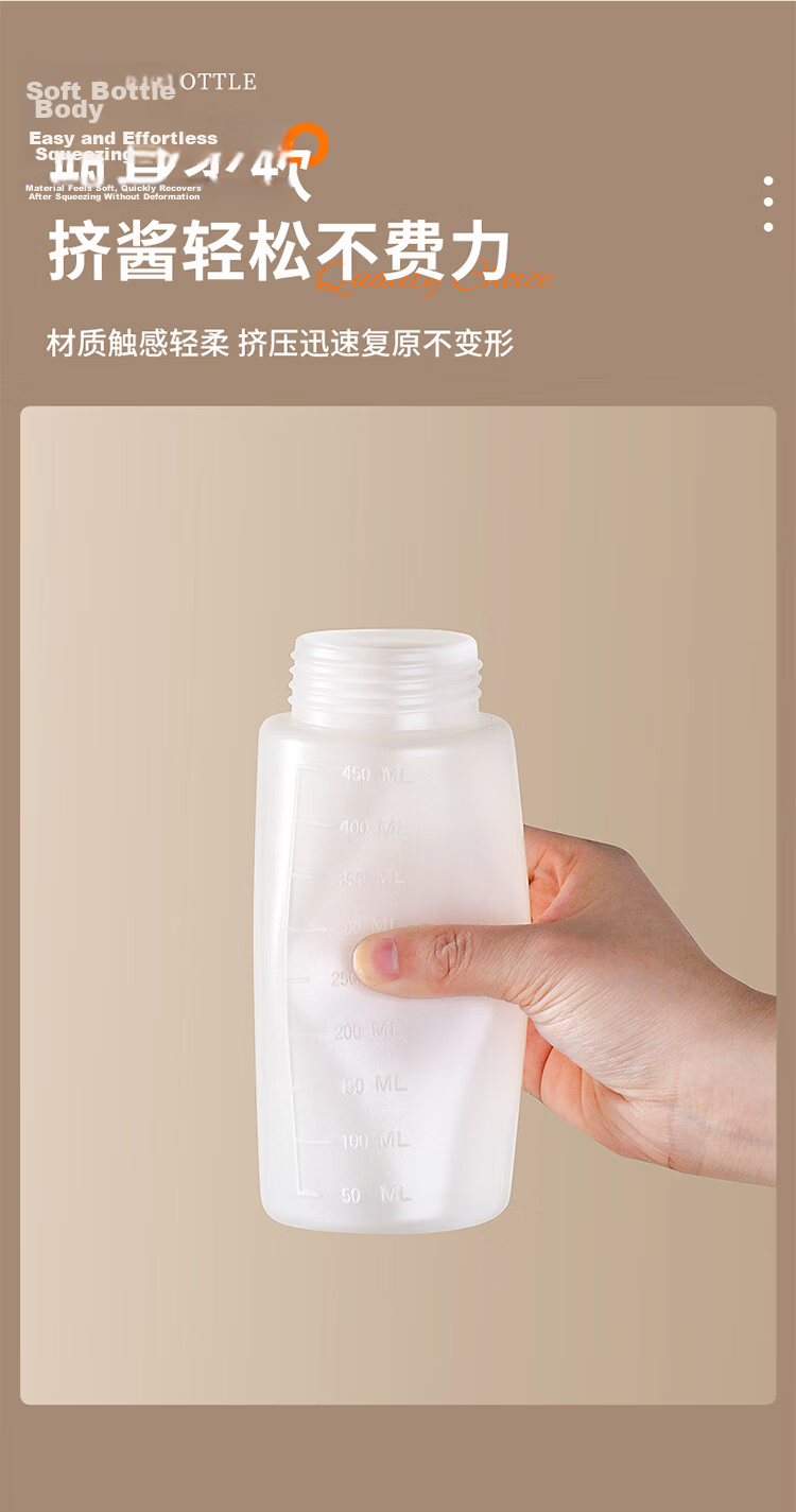 Baijie Squeeze Bottle Set of 2 - Kitchen Condiment Bottles for Tomato Salad, Sauce, Barbecue Oil And Seasoning 7
