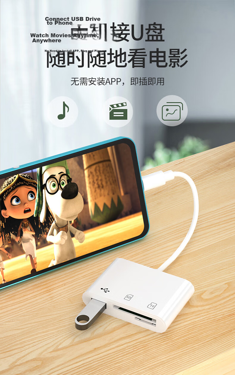 Liantuo Type-C/USB Multifunctional High-Speed SD/TF 3-in-1 OTG Card Reader Compatible with Apple 16/17 MacBook USB Flash Drive Camera Surveillance Dash Cam Memory Card 4