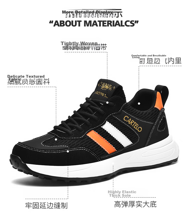 CARTELO Men's Shoes, Casual Sports, Autumn And Winter 2026 New Style, Jogging, Outdoor Hiking, Commuting, Travel, Versatile Sneakers 29