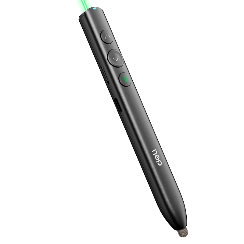 Deli Green Light PPT Presentation Remote, Writable Touch Annotation, Long-Range Control, Magnetic Attachment, Smart Charging Laser Pointer MA112G