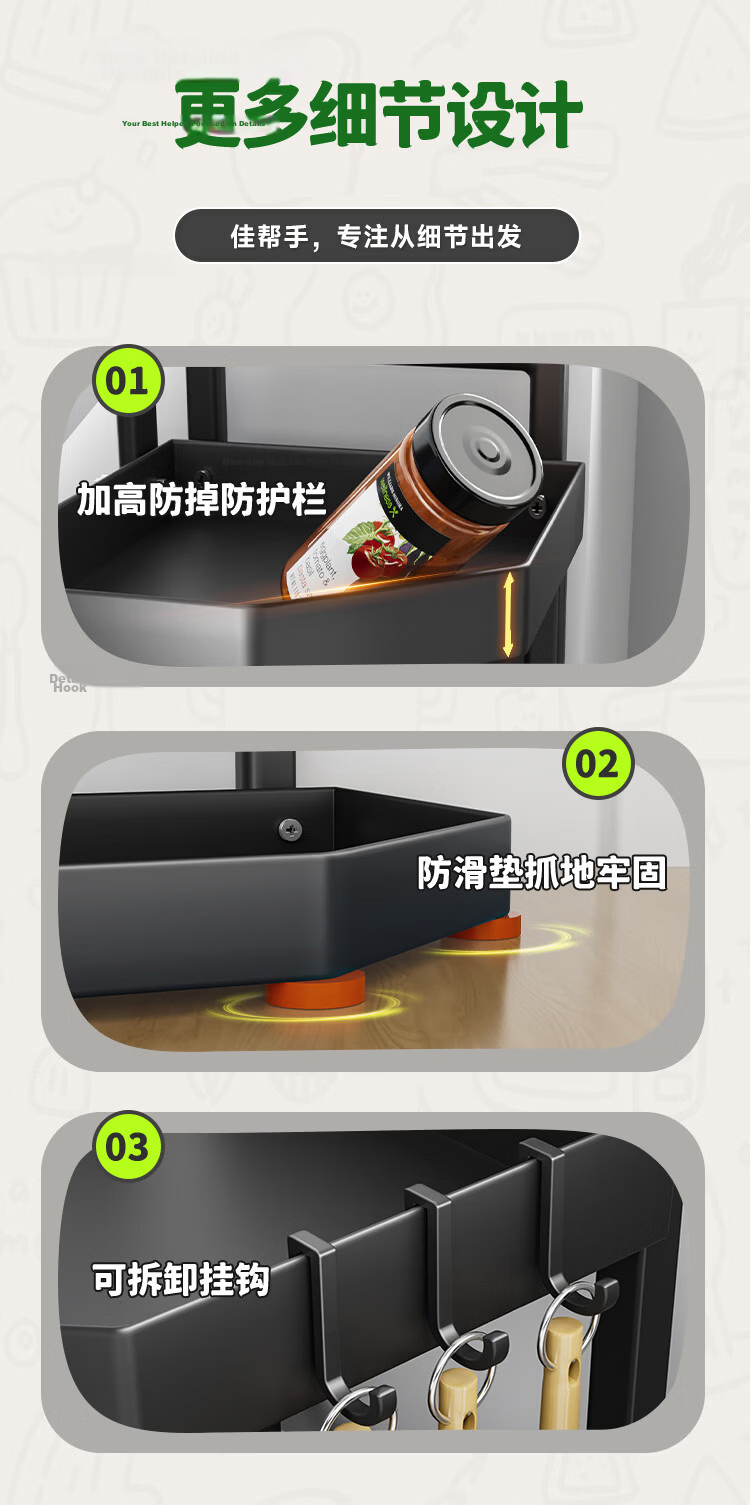 Jiabangshou Kitchen Storage Rack, Countertop Corner Multifunctional Triangle Spice Rack, Countertop Seasoning Jar Storage Shelf, Large Size, 3-Tier 16