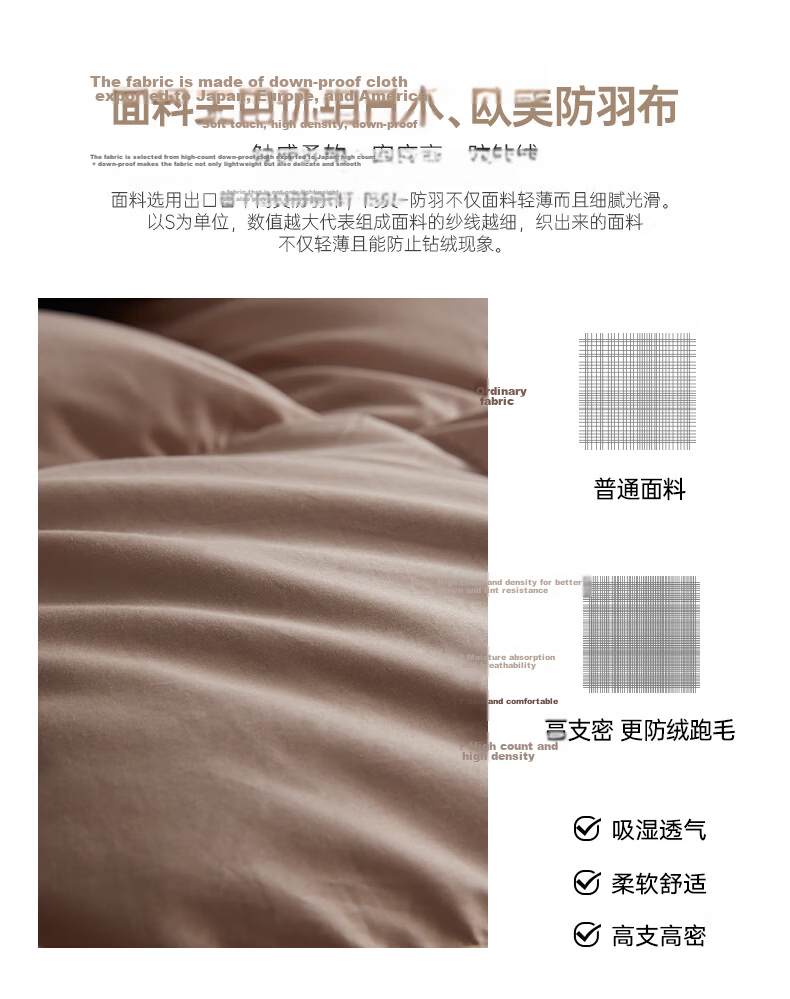 Sinuoman Antibacterial And Drill-Resistant 90% Duck Down Comforter, Duvet Insert, Air Conditioning Quilt/heater Blanket, 200*230cm, 240g, Khaki 8
