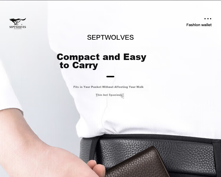 SEPTWOLVES Men's Wallet Genuine Leather Short Card Holder Birthday Gift for Dad Boyfriend Husband Practical Anniversary Present 9