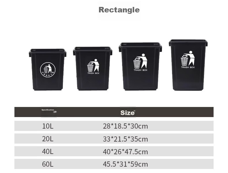 OLPAU Trash Can without Lid, 40L Square, Black And Gray, for Home Kitchen Commercial Use, Restaurant-Specific Large Garbage Bi 7