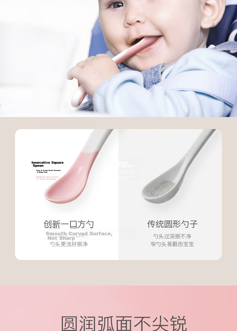 Babycare Baby Temperature-Sensitive Anti-Scalding Soft Spoon, Newborn Infant Feeding Spoon, Tableware, Children's Complementary Food Spoon, Set of 2 - Sea Mist Blue 5
