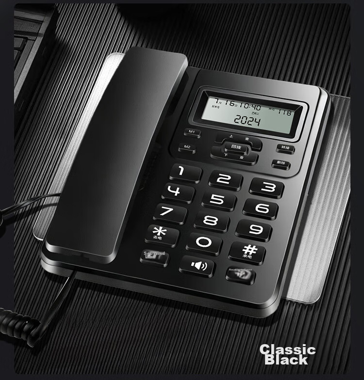 Zhongnuo Home Telephone Landline Phone Hands-Free Calling One-Key Dial Caller ID Neutral Business Office Family Hotel Elderly Reception W099 Black 3