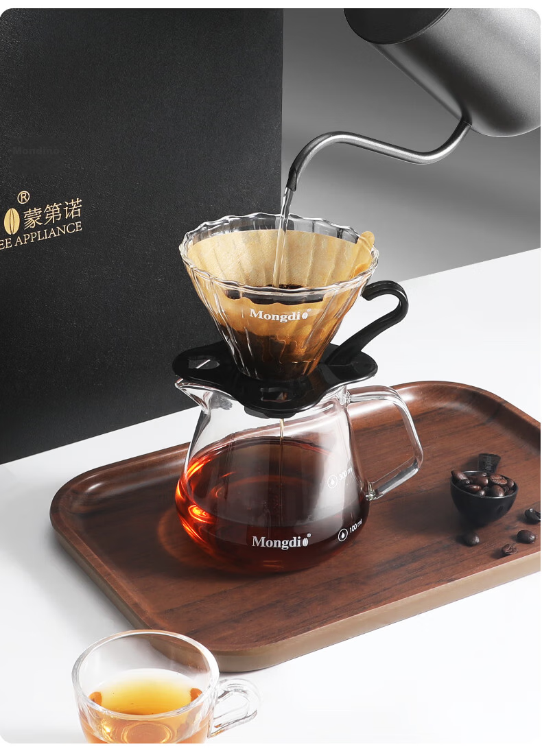 Mongdio Manual Pour-Over Coffee Maker Set with Hand Grinder, Coffee Mill, Coffee Pot, 6-Piece Gift Box Set 20