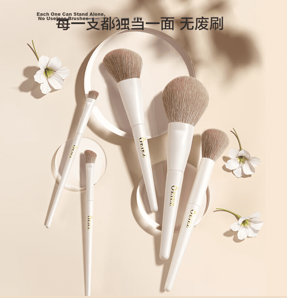 OEIEZ Makeup Brush Set 7pcs Contour Powder Eyeshadow Highlighter Setting Soft Bristles Beginner Brushes 2