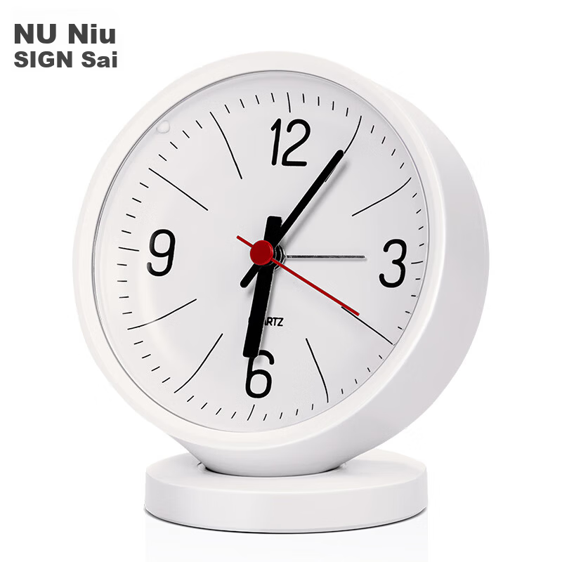 Deli Newsea Minimalist Pointer Alarm Clock One-Touch Snooze Soft Night Light Bedroom Bedside Round Desktop Fashion Clock Green NS886 Back-to-School Essential Gift
