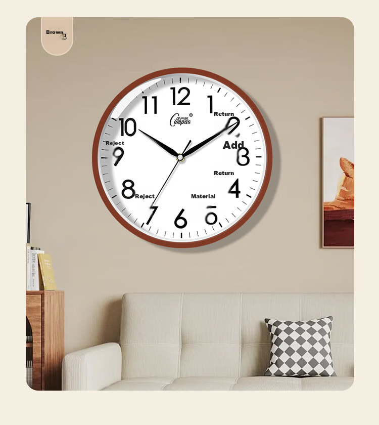 Compas Silent Quartz Wall Clock with Calendar for Living Room and Bedroom, Simple Design, Gold, 26cm, Model c2855Y 13