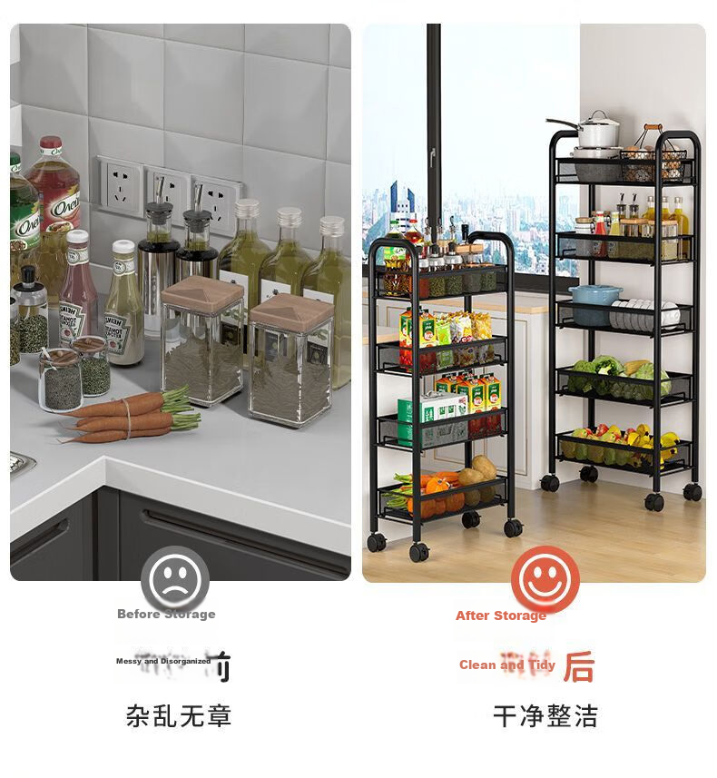 Shunyou Multifunctional Storage Rack Small Trolley Floor-Movable Kitchen Storage Rack Fruit Snack Rack SY-613 4