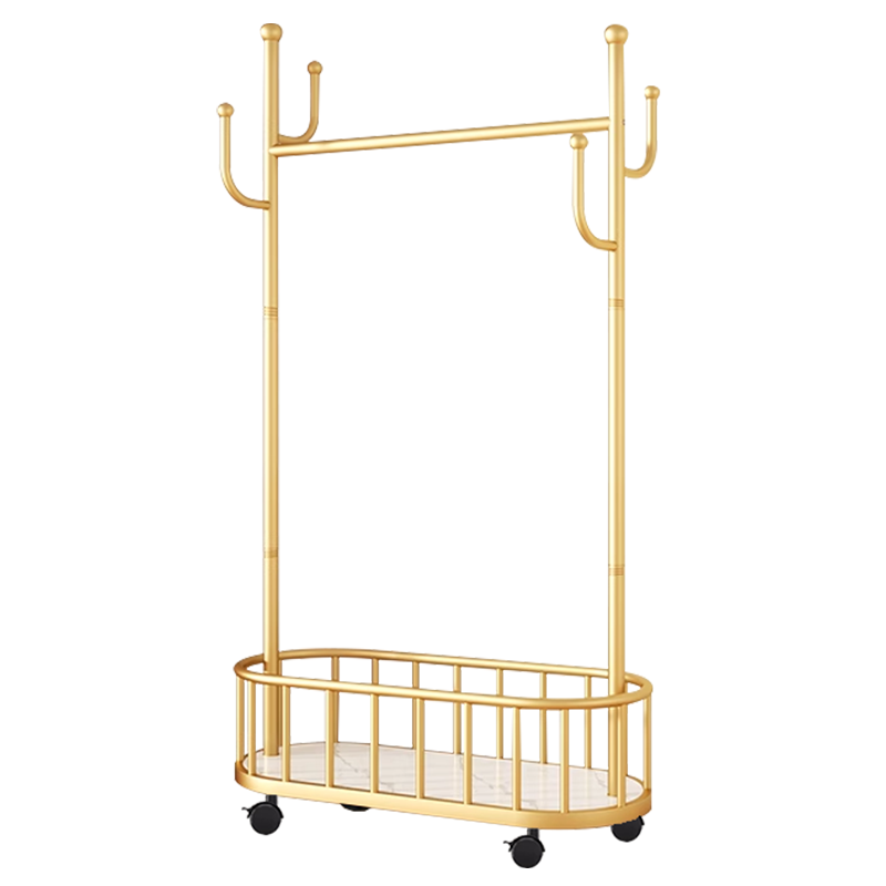 Huakai Star Floor Clothes Rack Coat Rack Bedroom Hanging Clothes Rack Mobile Drying Rack Storage Rack YJ92 Gold 80