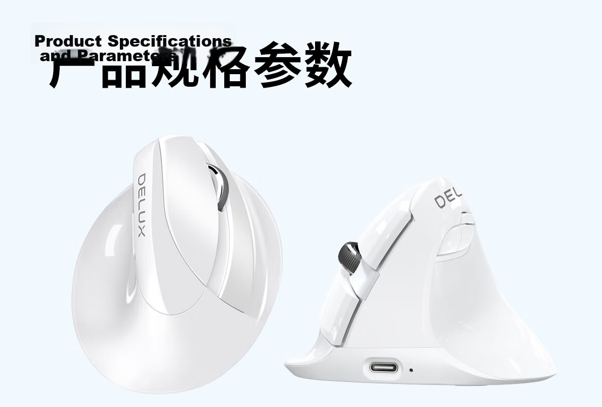 Delux M618mini Wireless Mouse, Bluetooth Mouse, Ergonomic, Vertical Standing, Dual-Mode Rechargeable, for Office And Laptop Use, Quiet Clicks, Iron Gray Color 23