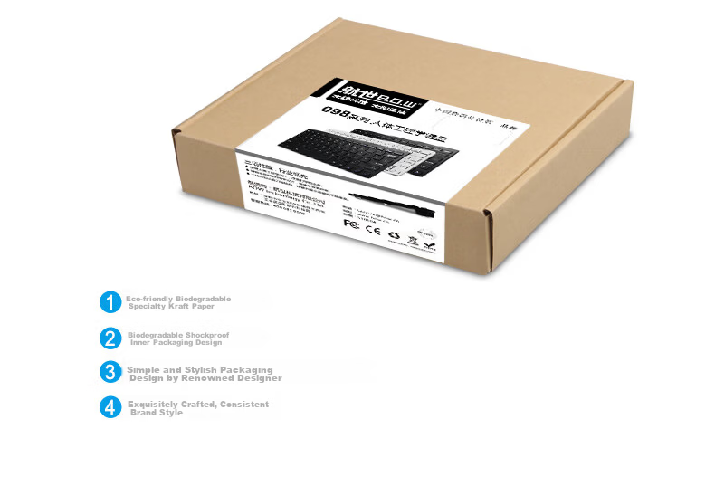 B.O.W Hangshi MK610 Wireless Keyboard and Mouse Set Retro Chocolate 79-Key Laptop Office Universal White 16